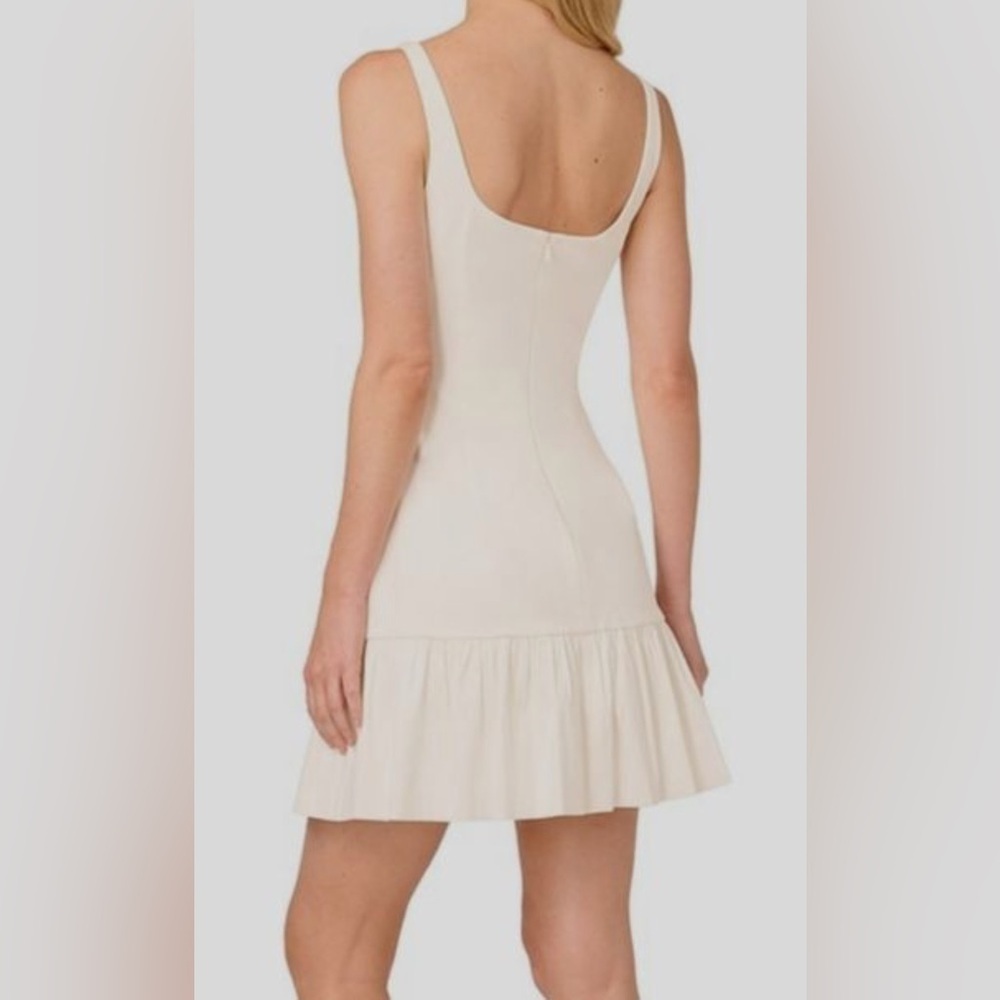 ADRIANNA PAPPEL Ponte Taffeta Flounce Preppy Summer Dress in Ivory Size 6 NWT - Picture 4 of 8